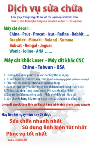 Chuyên bảo trì và sửa chữa máy cắt Decal