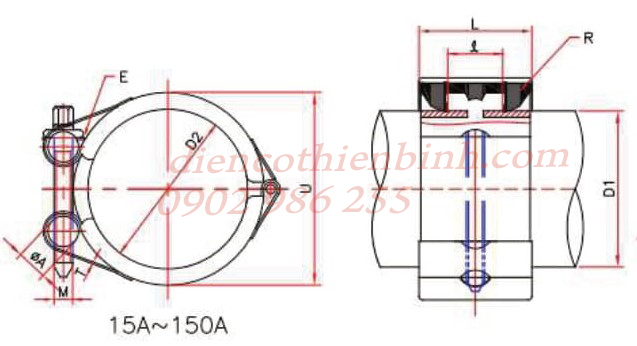 Khớp nối một khóa RCH-E - Khớp nối và sửa ống Co, Tê